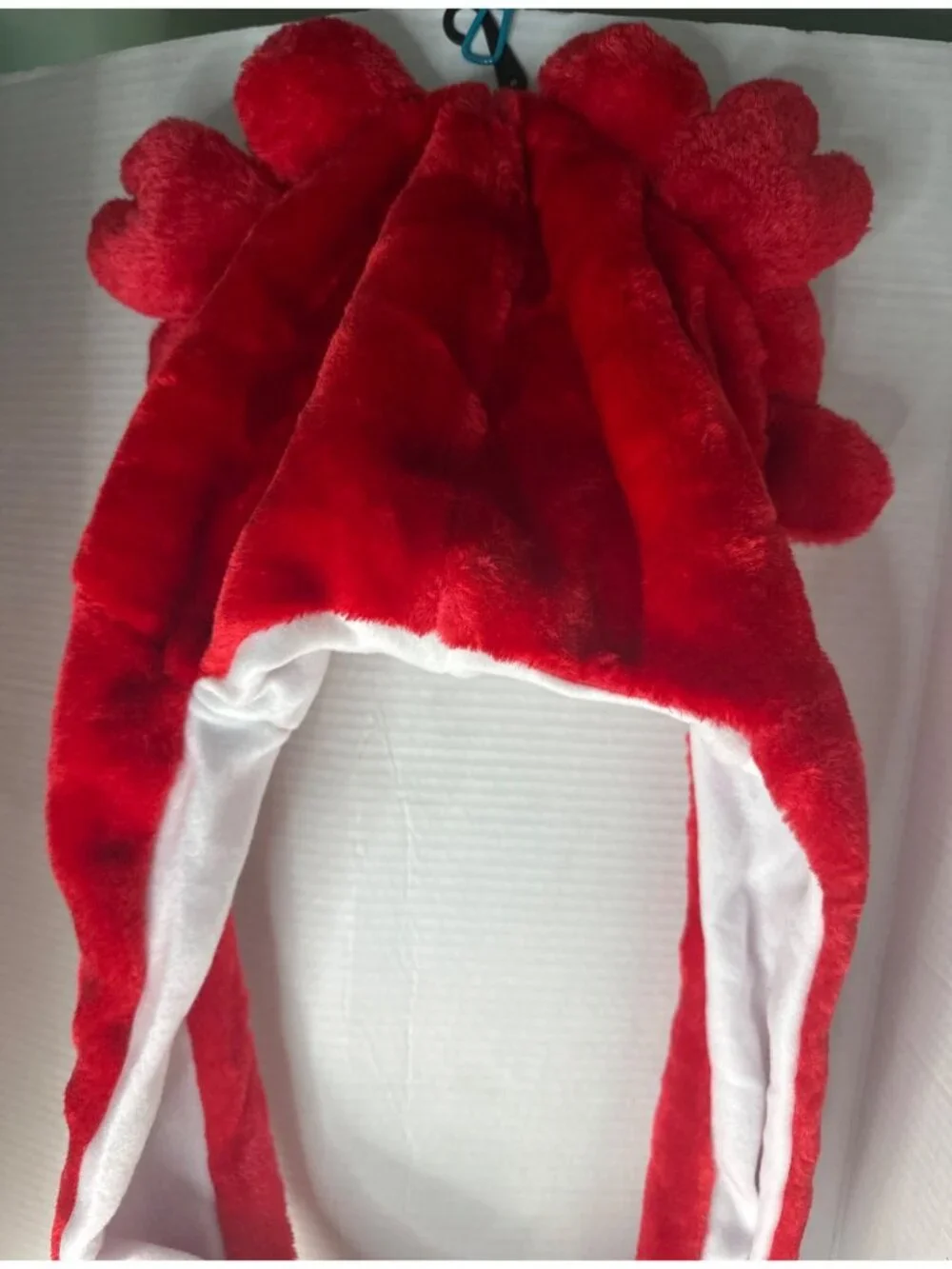 Red Crab Plush Hat Ear Flaps with Arm-Length Attached Mitten Winter fall costume